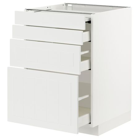 Напольный шкаф с выдвижной панелью/3ящ, белый/Стенсунд белый 60x60 см IKEA METOD МЕТОД / MAXIMERA МАКСИМЕРА 594.334.74