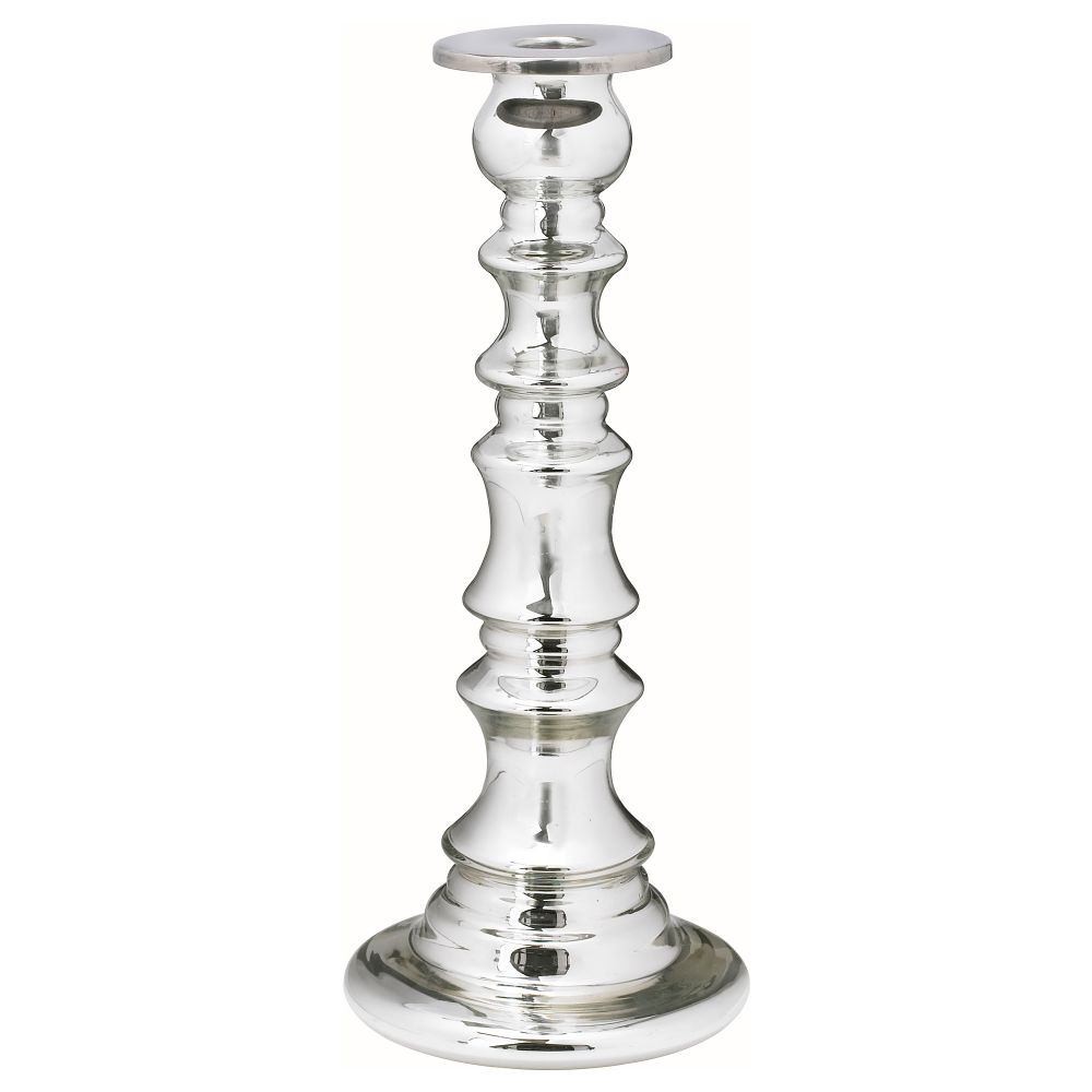 Подсвечник ШИММЕР, стекло, серебристый (28 см) - фото 1