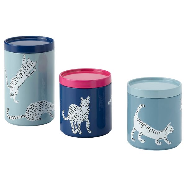 Емкость с крышкой, 3 шт., кот/разноцветный IKEA PLUGGHÄST ПЛУГГХЭСТ 804.820.33 - фото 1