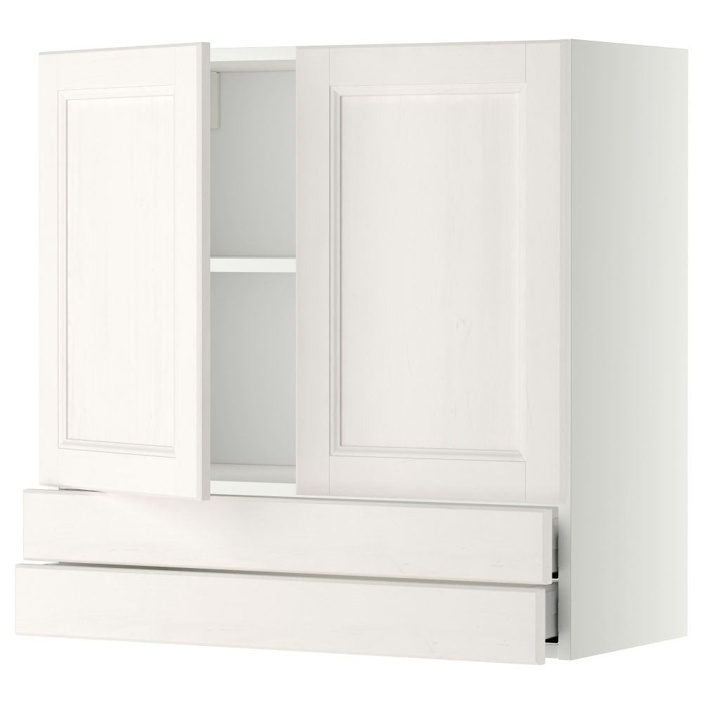 Навесной шкаф, 2 дверцы, 2 ящика МЕТОД / МАКСИМЕРА, белый, Лаксарби белый - фото 1