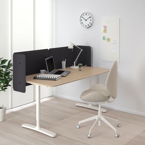 Стол для приемной, дубовый шпон, беленый, белый 160x80 55 см IKEA БЕКАНТ 792.879.85 - фото 2