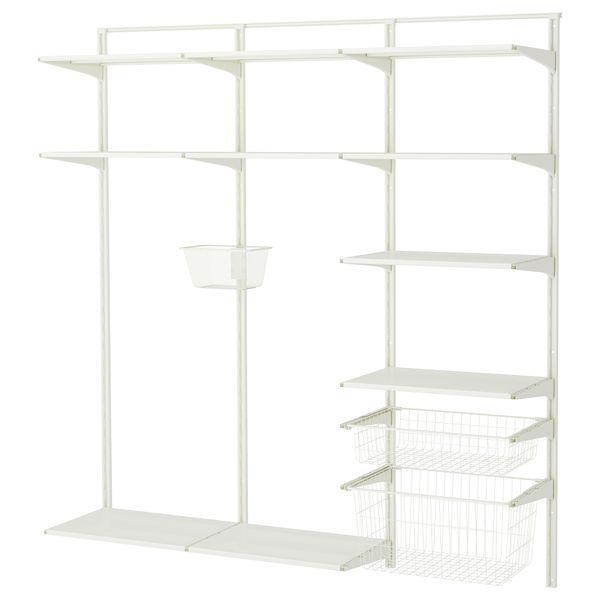 Настенная шина, полка, корзина АЛЬГОТ, белый (190x41x199 см) - фото 2