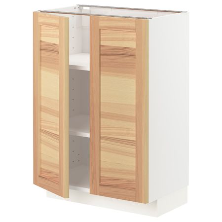 Напольный шкаф с полками/2двери, белый/Торхэмн ясень 60x37 см IKEA METOD МЕТОД 393.015.68