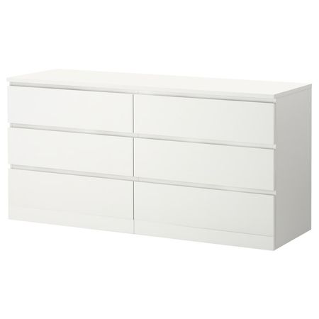 MALM Комод с 6 ящиками - белый 160x78 см