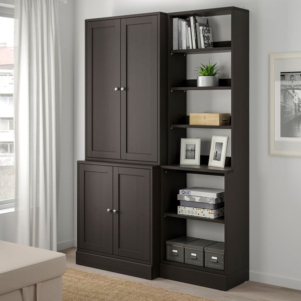 Комбинация для хранения, темно-коричневый 142x47x212 см IKEA HAVSTA ХАВСТА 392.751.40 - фото 2