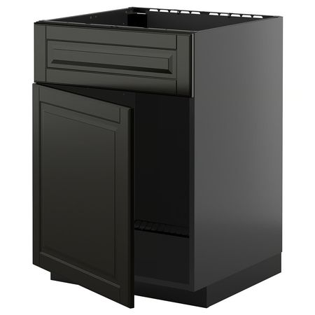 METOD Шкаф под мойку/дверь/фасад - черно-серый/Bodbyn чёрный 60x60 см