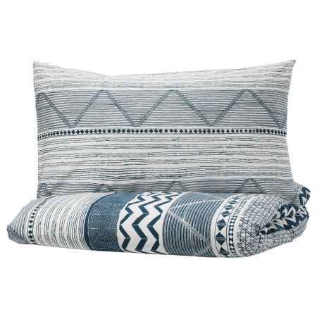 Пододеяльник и 2 наволочки ПРОВИНСРОС, белый, синий