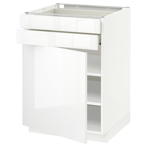 Напольный шкаф с дверцей, 2 ящиками МЕТОД / ФОРВАРА, белый, Рингульт белый - схема-чертеж с размерами