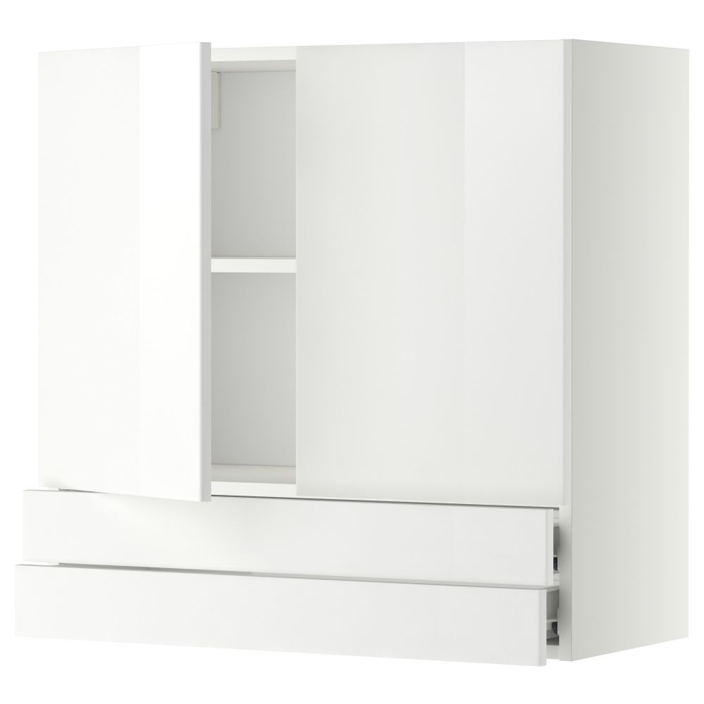 Навесной шкаф, 2 дверцы, 2 ящика МЕТОД / ФОРВАРА, белый, Рингульт белый - фото 1