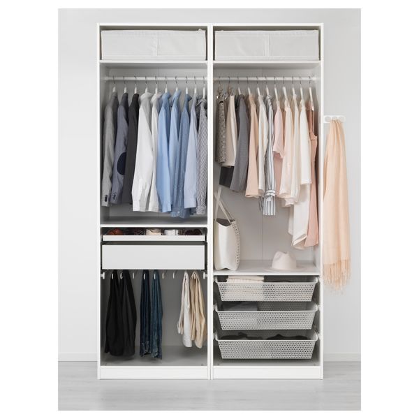 Гардероб ПАКС, белый, Аули зеркальное стекло - схема-чертеж с размерами