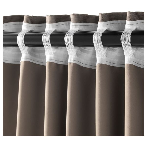 Гардины, блокирующие свет, 1 пара МАРЬЮН, коричневый (145x300 см) - фото 3