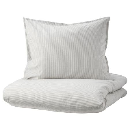 Пододеяльник и 2 наволочки, серый, полоска, 240x220, 50x60 см IKEA BERGPALM БЕРГПАЛМ 404.232.48