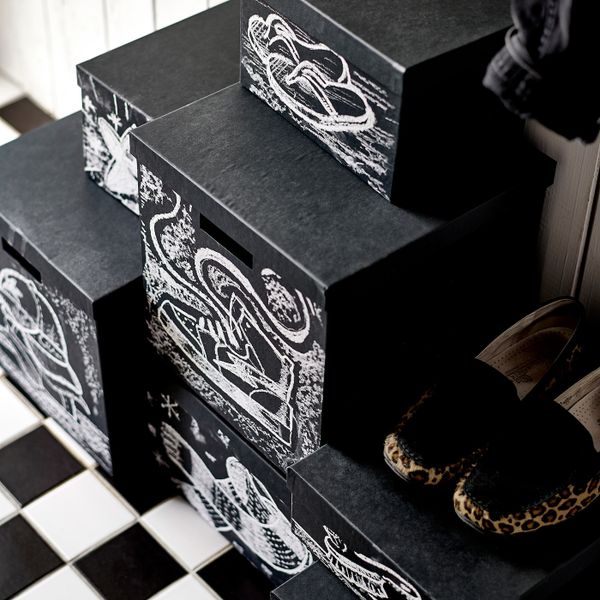 Коробка с крышкой, черный, 30x30x30 см IKEA ТЬЕНА 903.954.84 - схема-чертеж с размерами