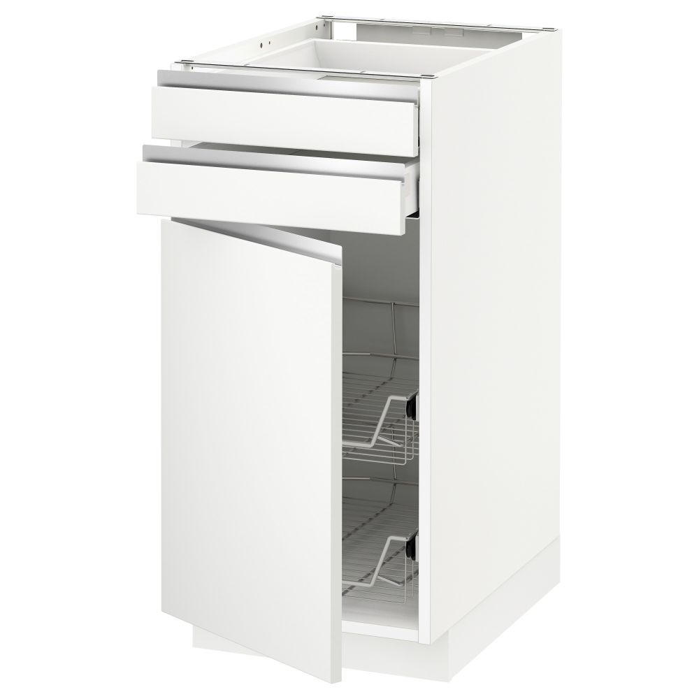 Напольный шкаф, дверца, 2 ящика, проволочных корзин МЕТОД / МАКСИМЕРА, белый, Нодста белый - схема-чертеж с размерами