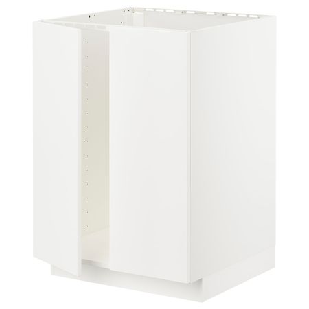 Напольный шкаф для мойки+2 двери, белый/Веддинге белый 60x60 см IKEA METOD МЕТОД 794.472.34