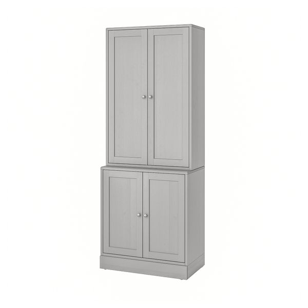 Комбинация для хранения с дверцами, 81x47x212 см, серый IKEA HAVSTA ХАВСТА 992.659.87 - фото 2