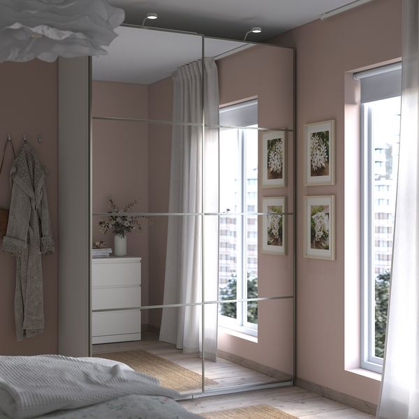 Гардероб, белый, зеркальное стекло, 150x66x236 см IKEA PAX ПАКС, AULI АУЛИ 795.613.52 - фото 3