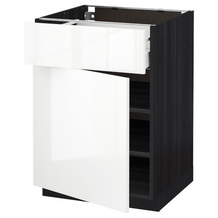 Напольный шкаф с ящиком, дверью МЕТОД / МАКСИМЕРА, черный, Рингульт белый