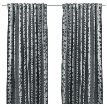 Гардины, блокирующие свет, 1 пара ГУННИ, серый (145x300 см)