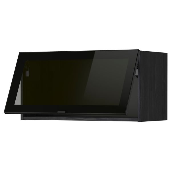 Горизонтальный навесной шкаф со стеклянной дверью МЕТОД, черный, Ютис дымчатое стекло - схема-чертеж с размерами