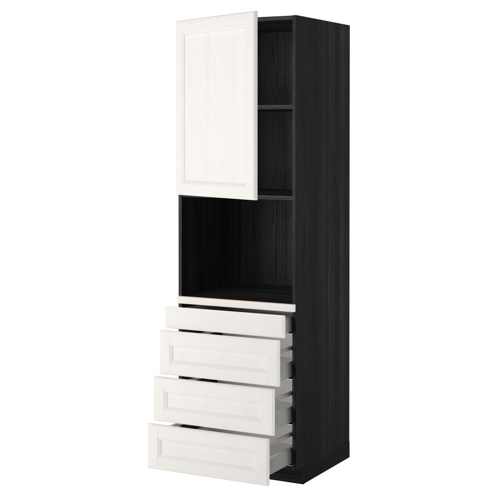 Высокий шкаф для комбинированния СВЧ, 4 ящика МЕТОД / МАКСИМЕРА, черный, Лаксарби белый - схема-чертеж с размерами