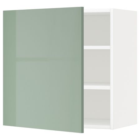 Шкаф навесной с полкой, белый, Калларп светло-зеленый, 60x60 см IKEA МЕТОД 892.455.13