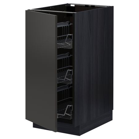Напольный шкаф, проволочные корзины, черный, Nickebo матовый антрацит, 40x60 см IKEA METOD МЕТОД 494.980.17