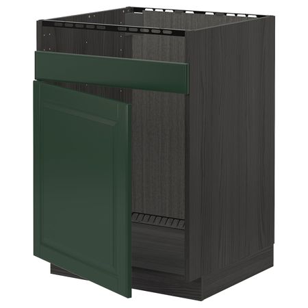Напольный шкаф для мойки ХАВСЕН, черный/Будбин темно-зеленый 60x60 см IKEA МЕТОД 993.030.79