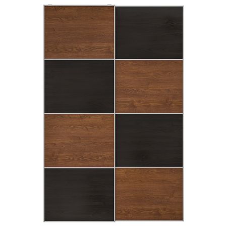 Пара раздвижных дверей, под мореный ясень, черно-коричневый/под коричневый мореный ясень 150x236 см IKEA MEHAMN МЕХАМН