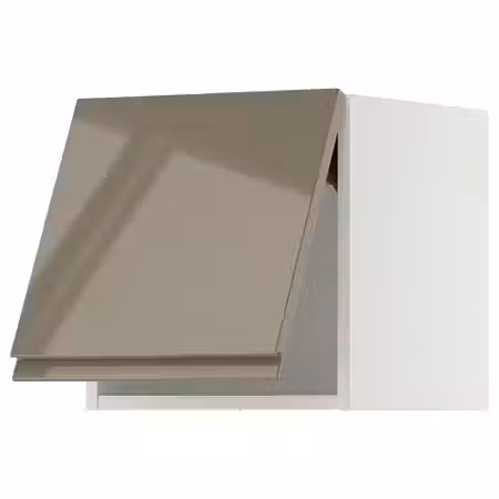 METOD Горизонтальный навесной шкаф - белый/Voxtorp глянцевый темный серо-коричневый 40x40 см