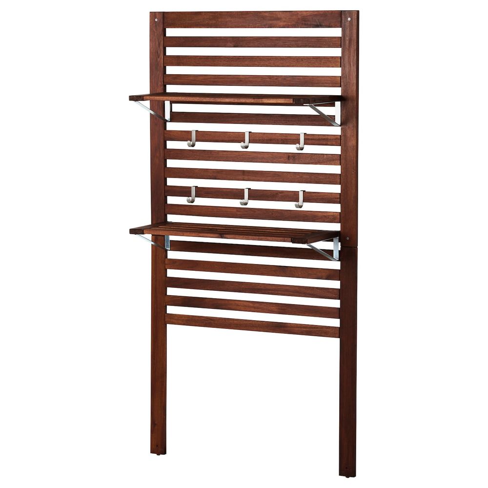 Настенная панель + 2 полки, коричневая морилка 80x30x158 см IKEA ÄPPLARÖ ЭПЛАРО 592.288.74 - фото 1