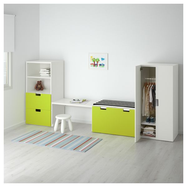 Комбинация для хранения со скамьей СТУВА, белый, зеленый (300x50x128 см) - фото 2