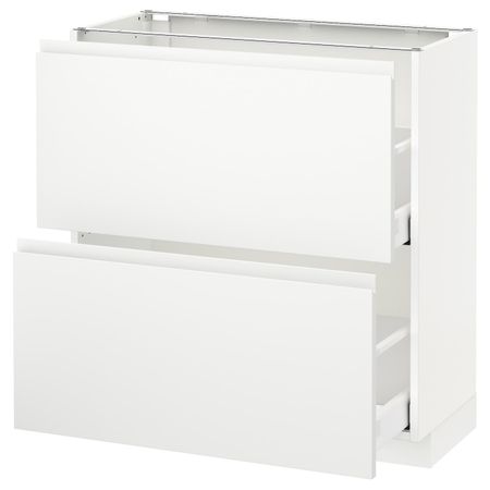 Напольный шкаф с 2 ящиками, белый/Воксторп матовый белый 80x37 см IKEA METOD МЕТОД / MAXIMERA МАКСИМЕРА 792.387.30