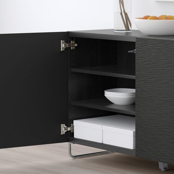 Комбинация для хранения с дверцами, черно-коричневый, лаксвикен/суларп черный 120x40x74 см IKEA БЕСТО 992.670.38 - фото 4