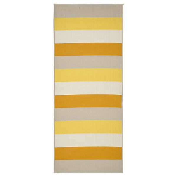 Ковер безворсовый, для дома, улицы, желтый, 80x200 см IKEA BRÖGGAN 405.707.72 - фото 1