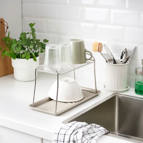 Сушилка посудная, бежевый/оцинковка 15x35 см IKEA VÄLVÅRDAD ВЭЛВОРДАД 804.737.26 - схема-чертеж с размерами