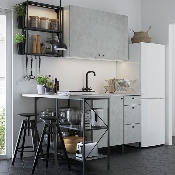 Угловая кухня, антрацит, под бетон IKEA BEGIVENHET БЕГИВЕНХЕТ 393.382.32 - фото 3