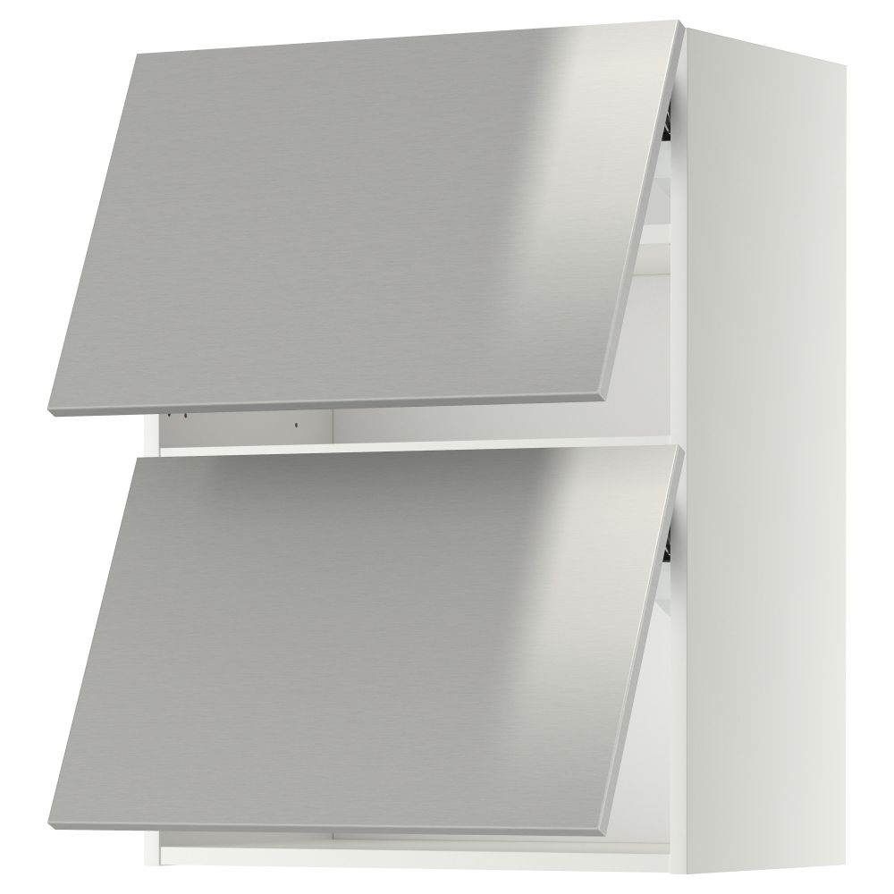 Навесной шкаф, 2 дверцы, горизонтальный МЕТОД, белый, Гревста нержавеющ сталь - схема-чертеж с размерами