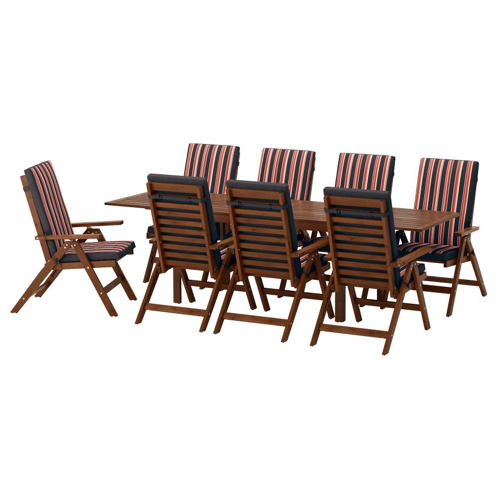 Стол + 8 кресел для сада ЭПЛАРО, коричневая морилка, Экерон черный - фото 1