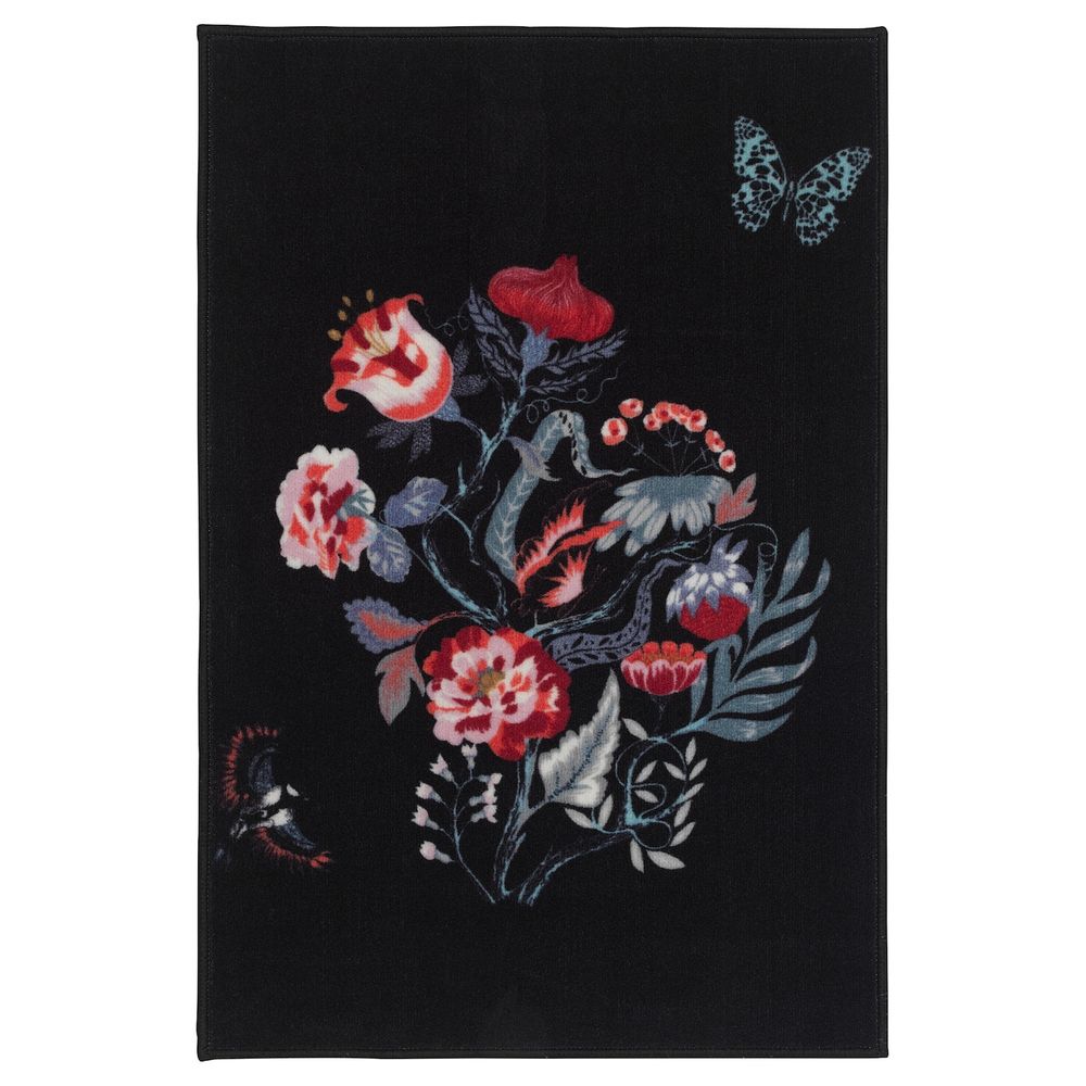 Ковер, короткий ворс, черный/разноцветный 60x90 см IKEA ЛОВНС 104.156.93 - фото 1