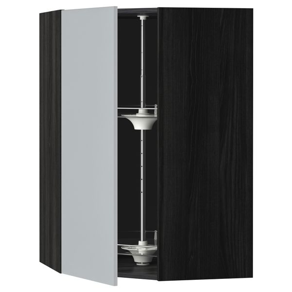 Угловой навесной шкаф с вращающейся секцией МЕТОД, черный, Веддинге серый - схема-чертеж с размерами