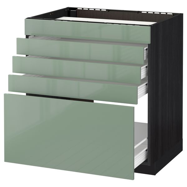 Напольный шкаф для варочной панели, 5 фасадов, 4 ящиков МЕТОД / ФОРВАРА, черный, Калларп светло-зеленый - схема-чертеж с размерами