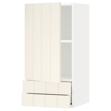 Навесной шкаф с дверцей, 2 ящика МЕТОД / МАКСИМЕРА, белый, Хитарп белый с оттенком