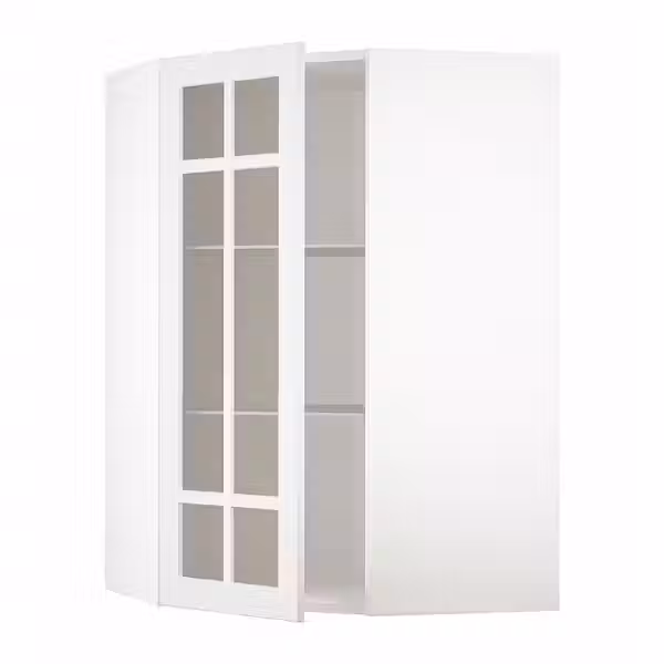 METOD Углов навесн шкаф с полками/сткл дв - фото 1