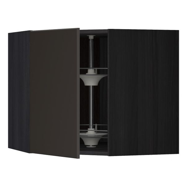 Угловой навесного шкаф с вращающейся секц, черный/Кунгсбакка антрацит 68x60 см IKEA МЕТОД 092.123.14 - схема-чертеж с размерами