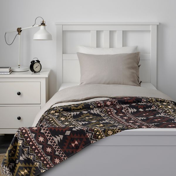 Плед, коричневый/желтый 150x200 см IKEA HELGUN ХЕЛЬГУН 305.029.34 - фото 2