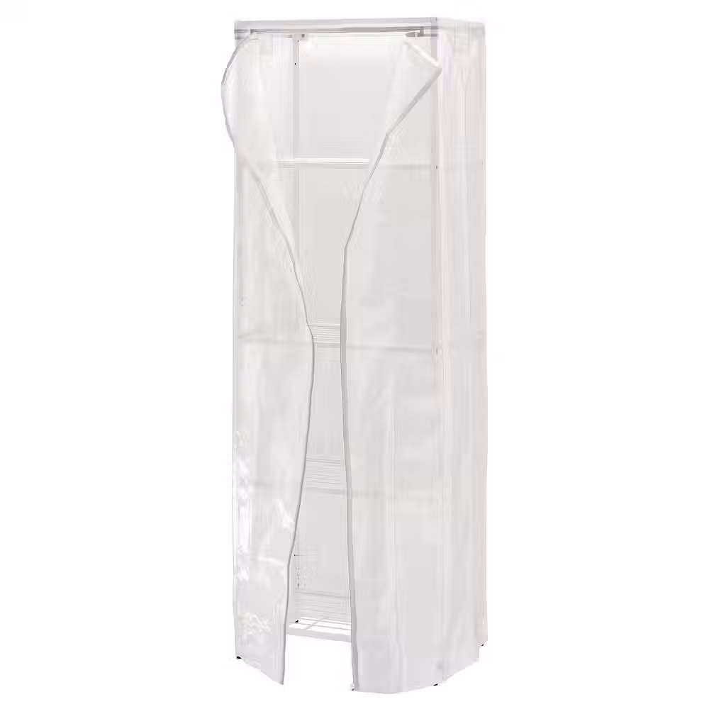 JOSTEIN Стеллаж с чехлом - д/дома/улицы проволочный/прозрачный белый 61x41x180 см - фото 1