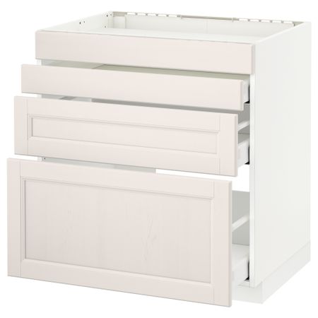 Напольный шкаф для духовки, 4фасада, 3 ящика МЕТОД / МАКСИМЕРА, белый, Лаксарби белый