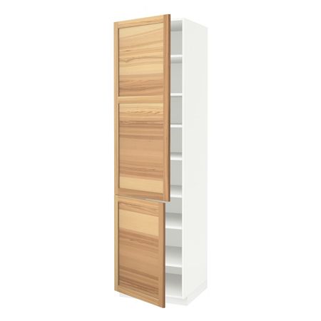 Высокий шкаф с полками, 2 дверцы, белый/Торхэмн ясень 60x60x220 см IKEA METOD МЕТОД 794.450.27