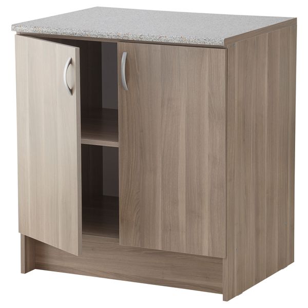 Напольный шкаф с дверьми АЛЬБРУ, серо-коричневый (80x89 см) - схема-чертеж с размерами